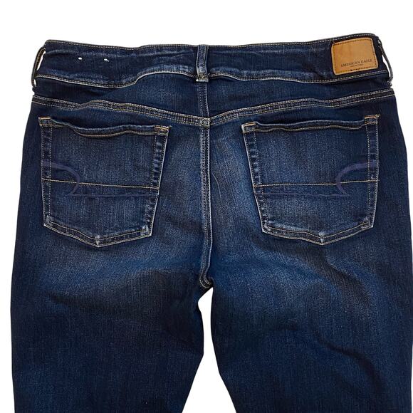 American Eagle Jeans Women Sz 16 Short Artist Flare Leg Distressed Stretch Boho - Picture 3 of 11
